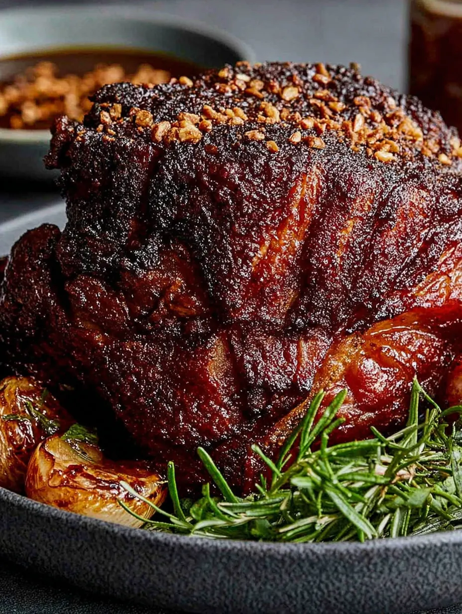A large piece of meat with a lot of seasoning.