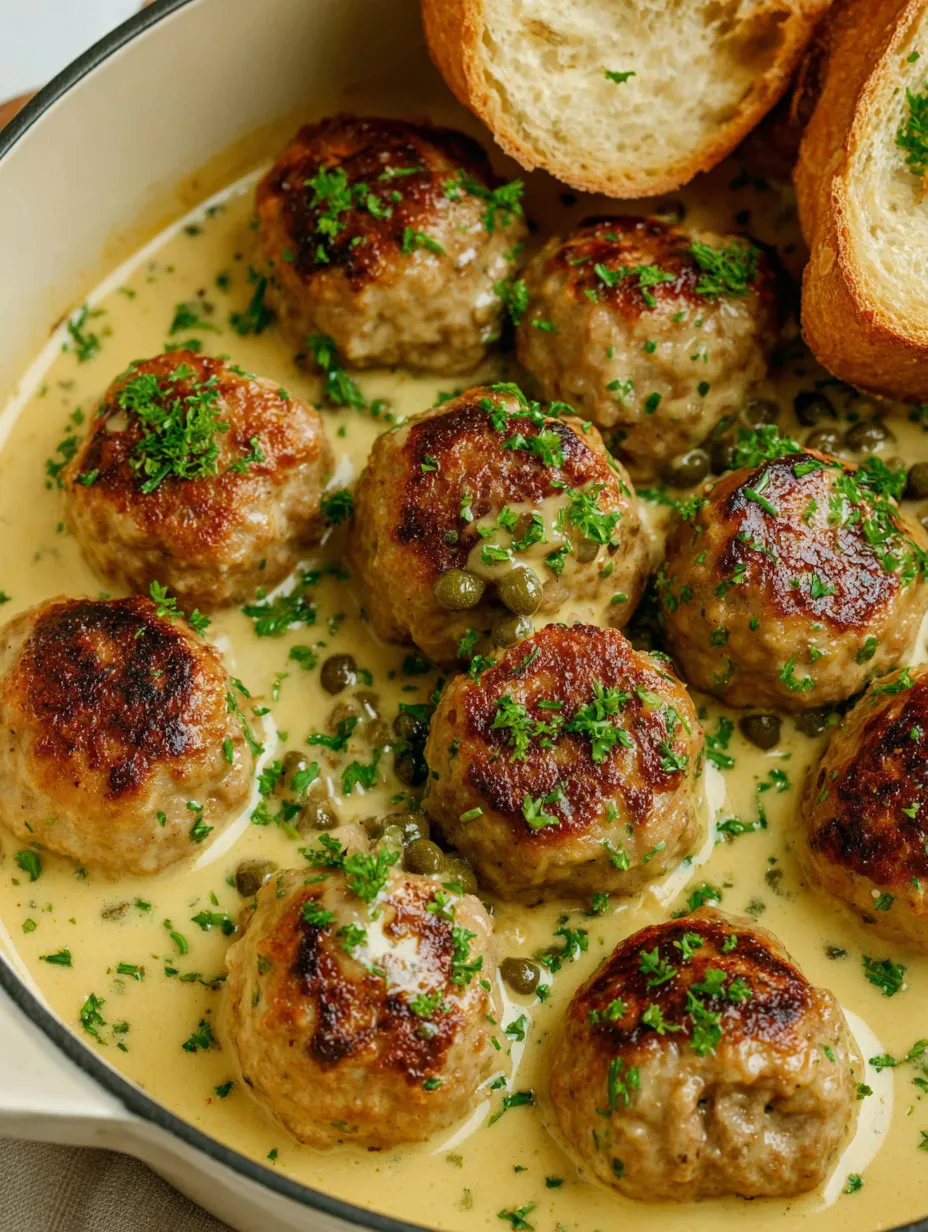 A bowl of meatballs with green herbs on top.