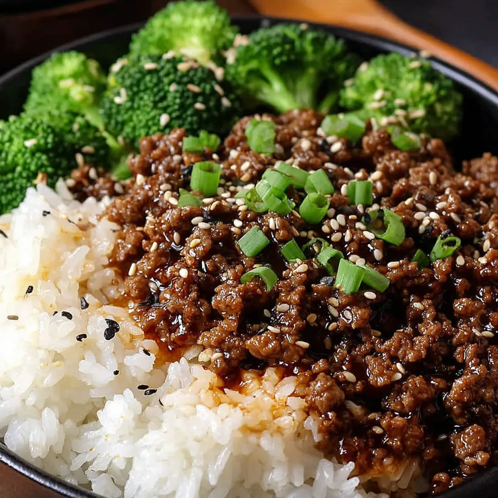 A bowl of food with rice and broccoli.