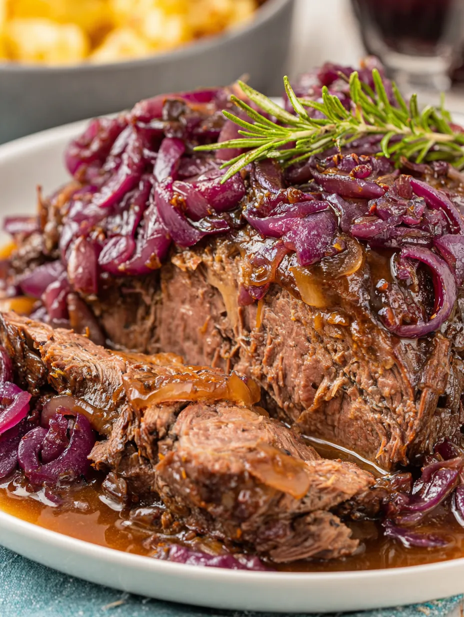 A plate of meat with onions and herbs.