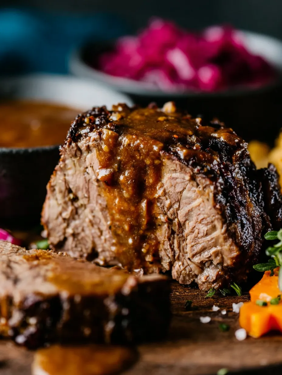 A close up of a steak with sauce on it.