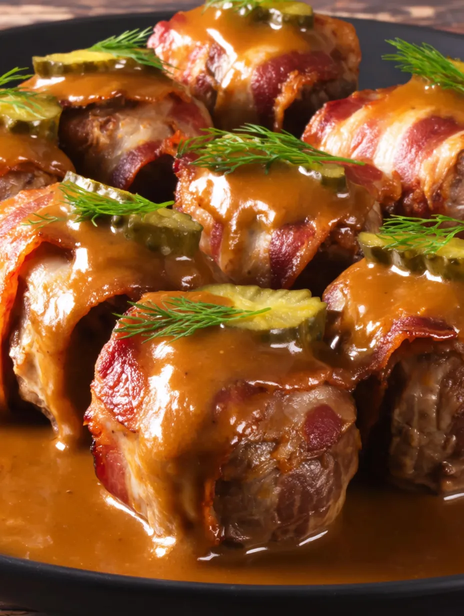 Meat with sauce and herbs.