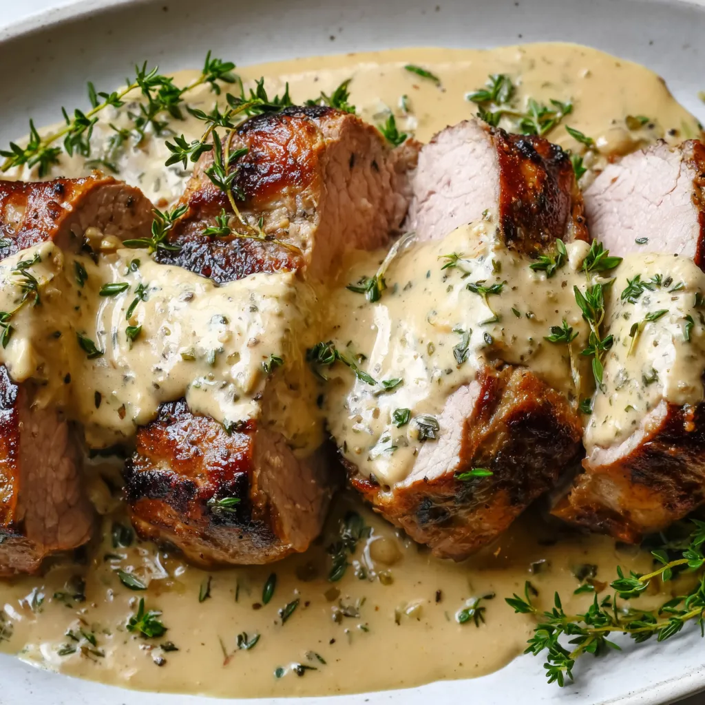 A plate of meat covered in gravy.