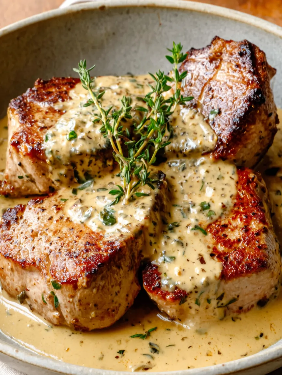 A piece of meat with herbs on it.