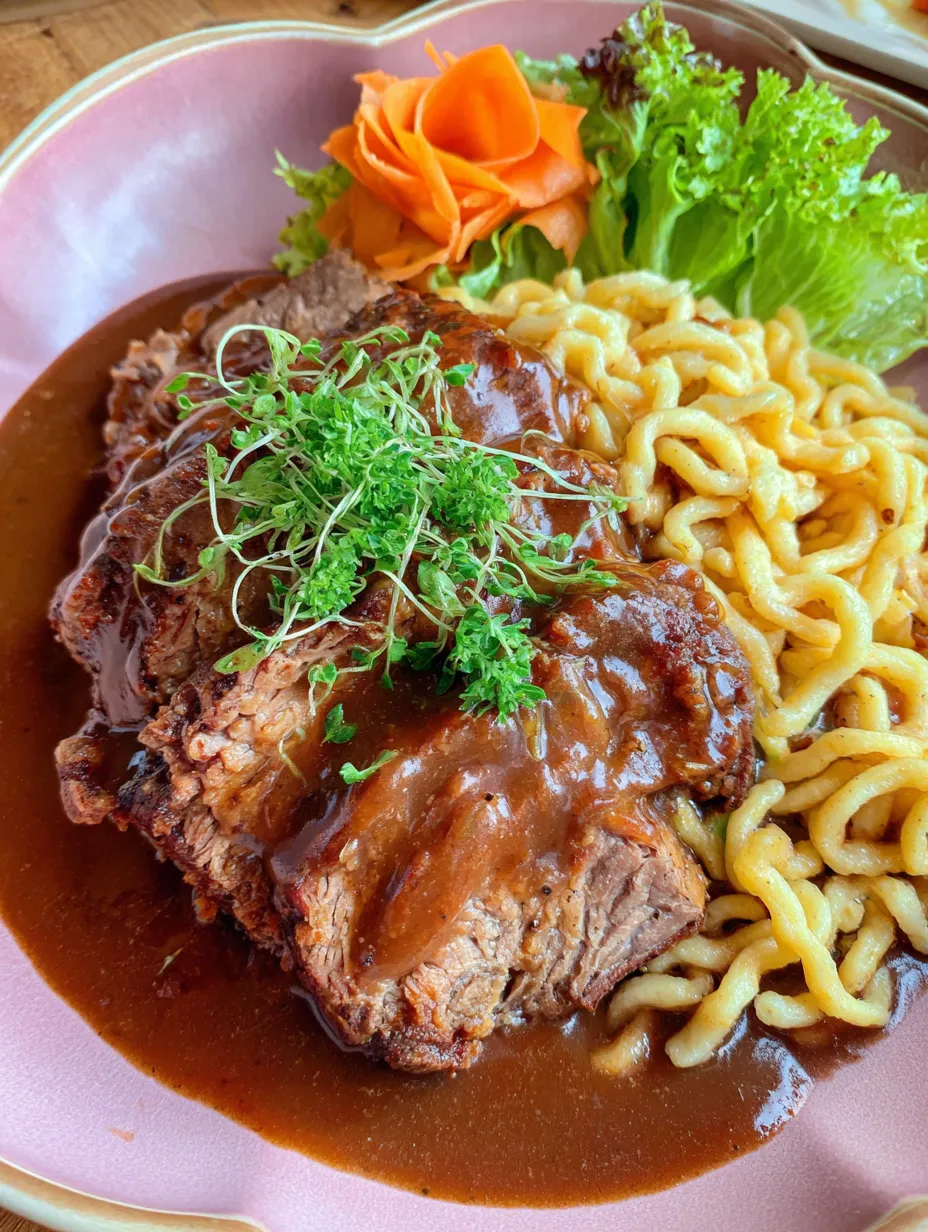 Ein gegrilltes Steak mit Sauce auf einem Teller.