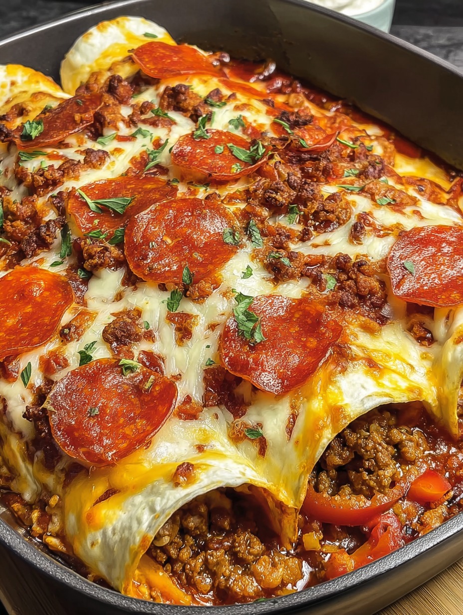 Eine Schüssel mit einer Mischung aus Pizza, Käse und Tomaten.