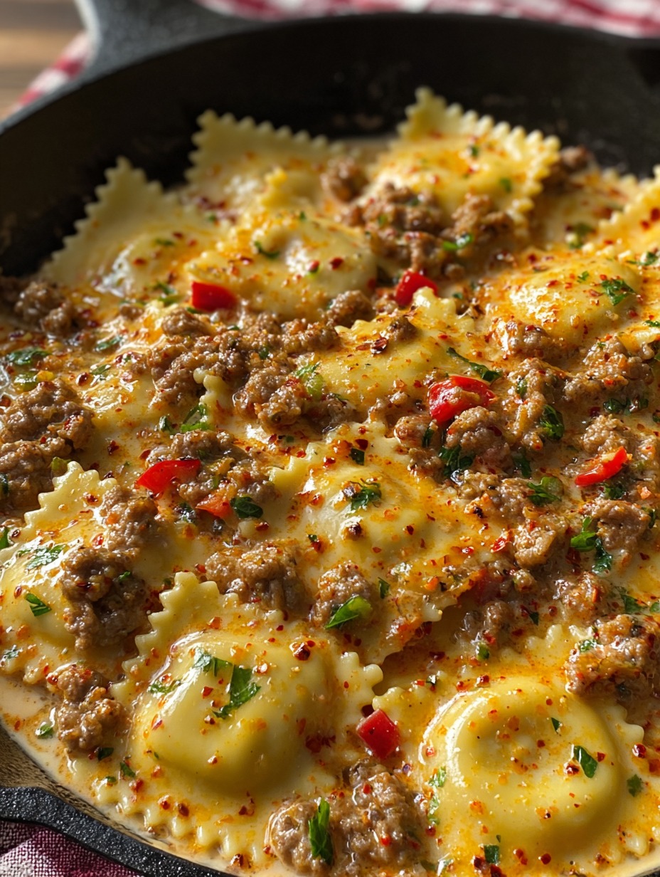 Eine Schüssel mit Pasta und Rindfleisch.