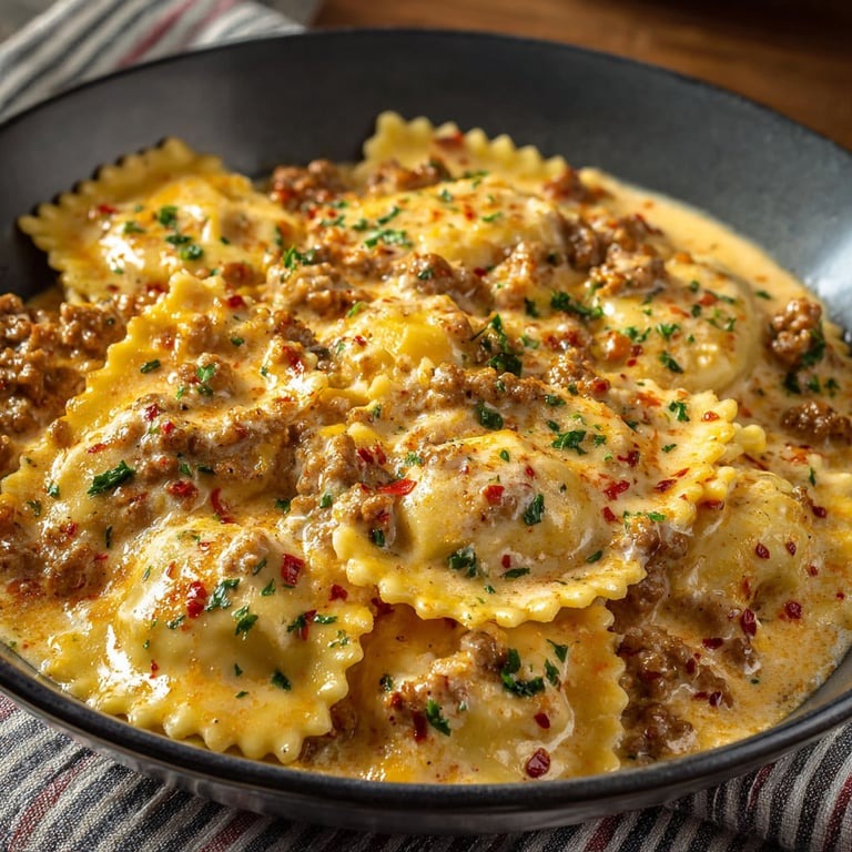 Ein Schälchen mit Pasta und Käse.