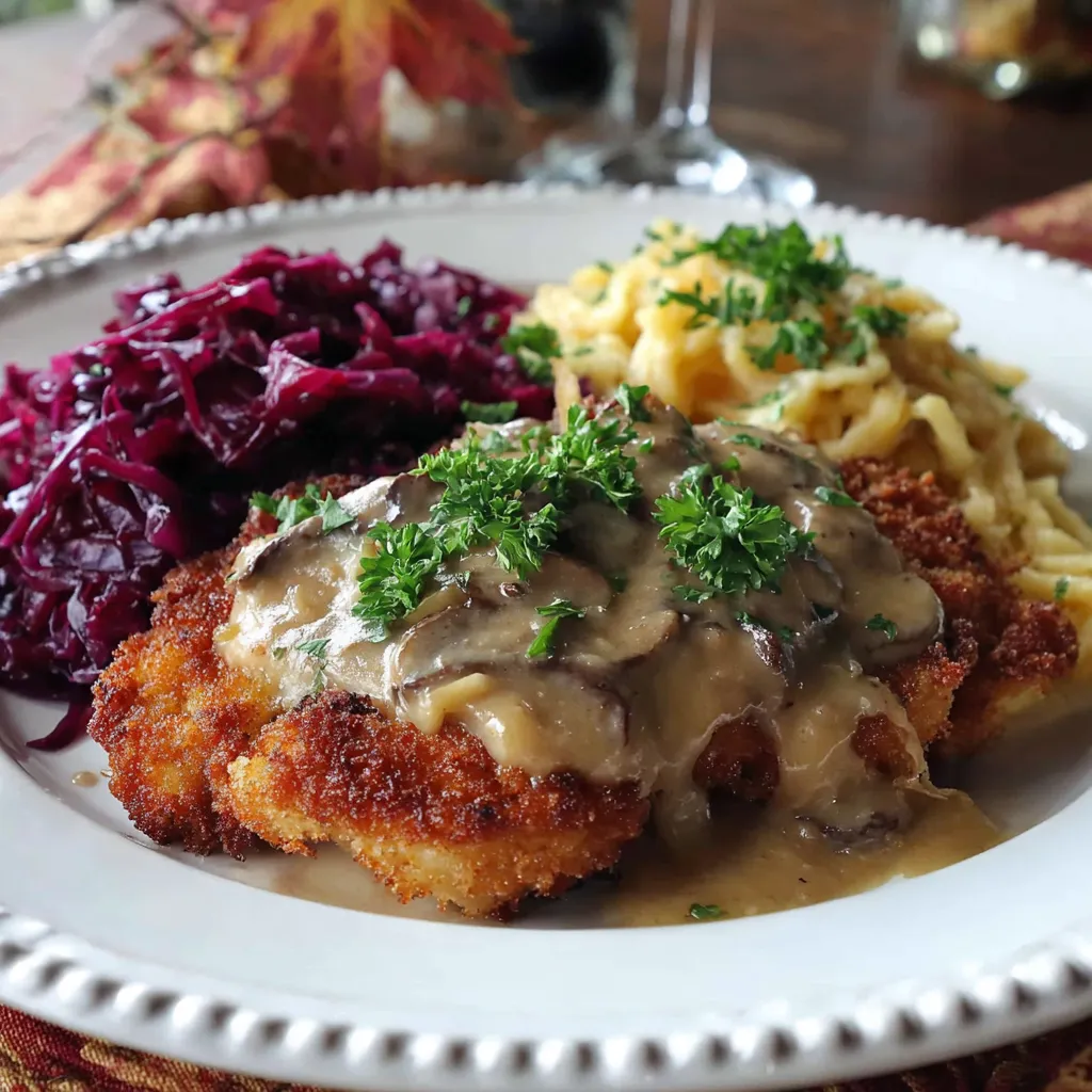 Ein Plate mit gegrilltem Fleisch, gegrilltem Gemüse und Sauce.