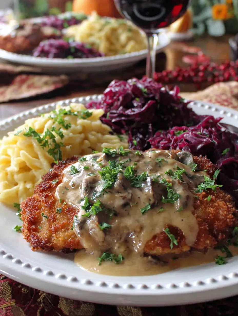 Ein Plate mit gegrilltem Fleisch, Kartoffeln, Sauerkraut und Pasta.