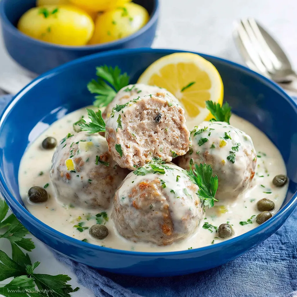 Ein Schüssel mit gegrillten Fleischballen, die mit Zwiebeln und Knoblauch garniert sind.