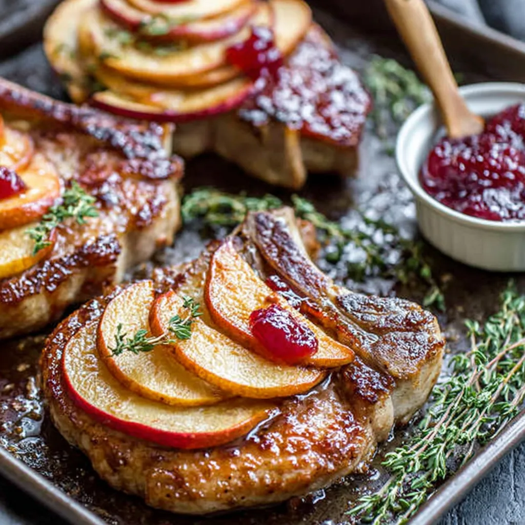 Eine Tafel mit verschiedenen Gerichten, darunter eine Platte mit gegrilltem Fleisch und Apfel.