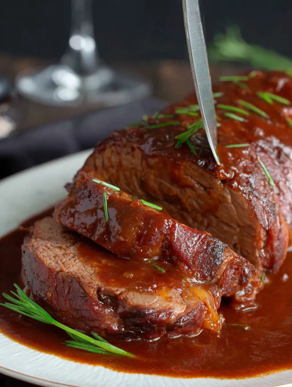 Eine prägnante Bildbeschreibung auf Deutsch lautet: "Ein Stück Rindfleisch mit Gras und Sauce auf einem Teller.