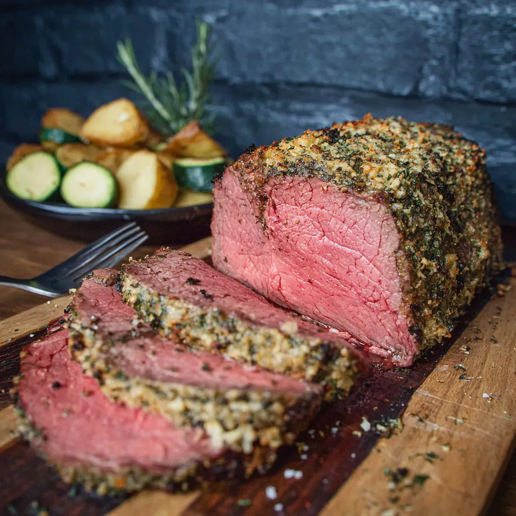 Ein rohes Steak auf einem Tisch.