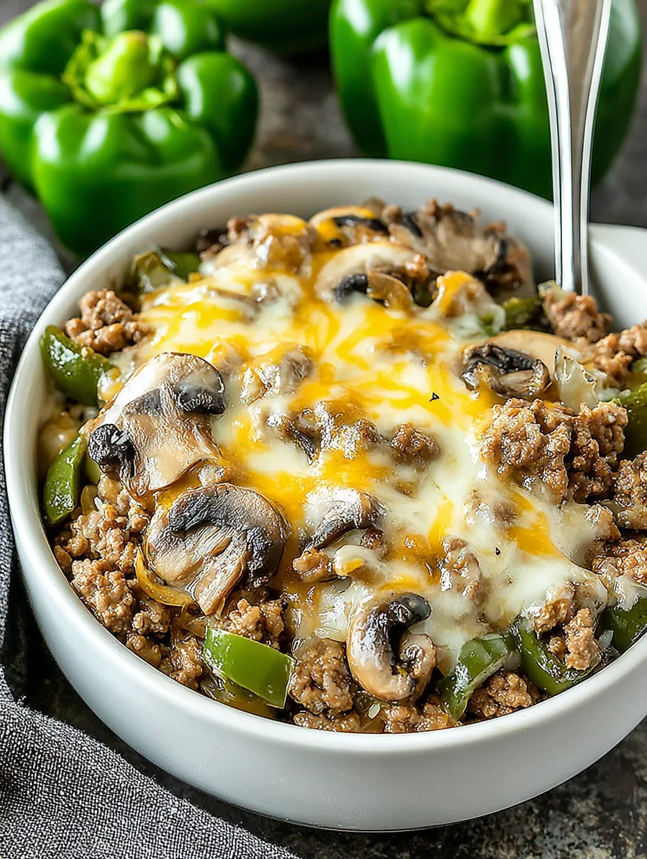 A bowl of food with mushrooms and meat.