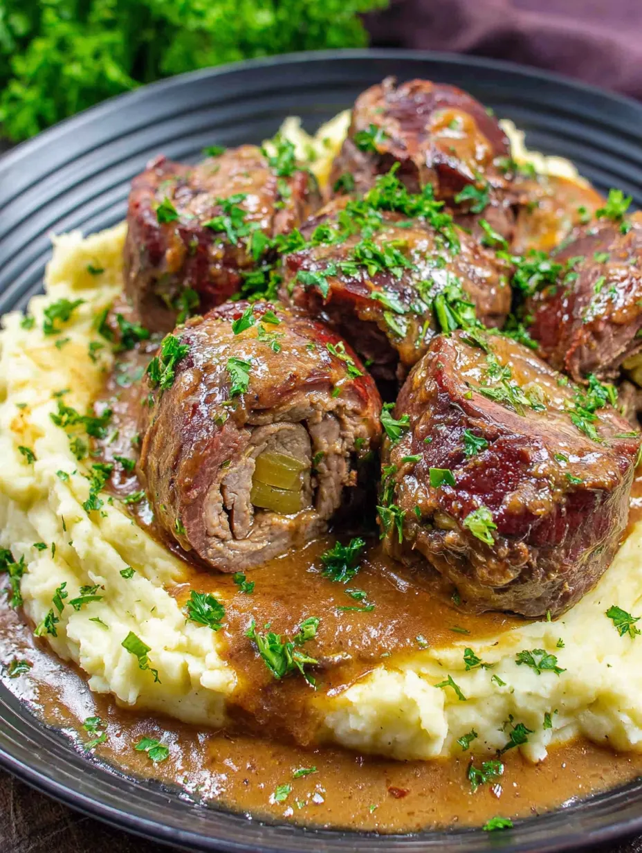 Eine Platte mit gegrillten Fleischstücken, die mit Parsley und Sauce garniert sind.