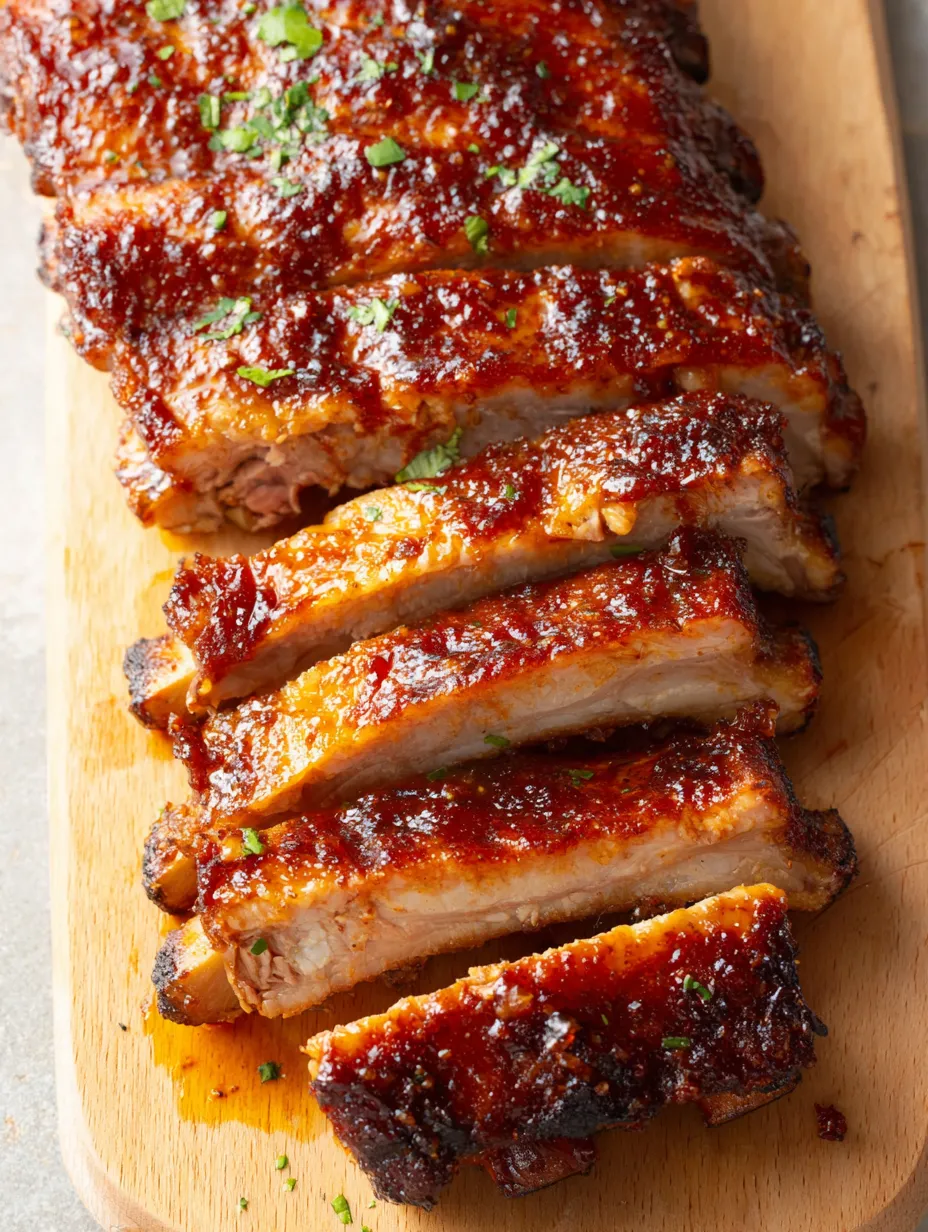 Eine Platte mit BBQ-Garnelen auf einem Tisch.
