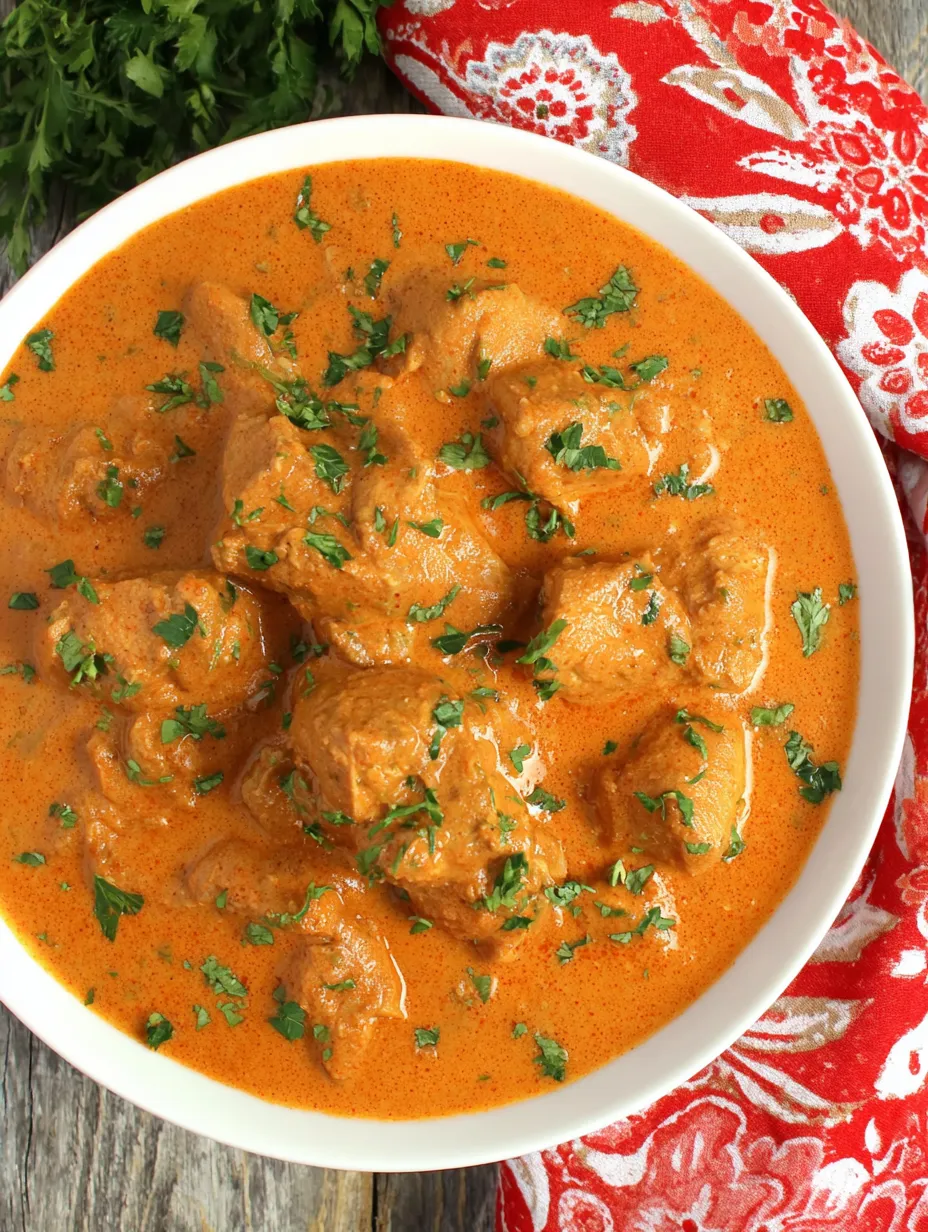 Ein weißer Teller mit einer Mischung aus Curry und Kokosmilch.