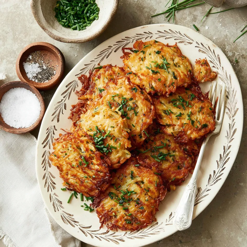 Ein weißer Teller mit grünen Zwiebeln und gegrillten Kartoffeln.