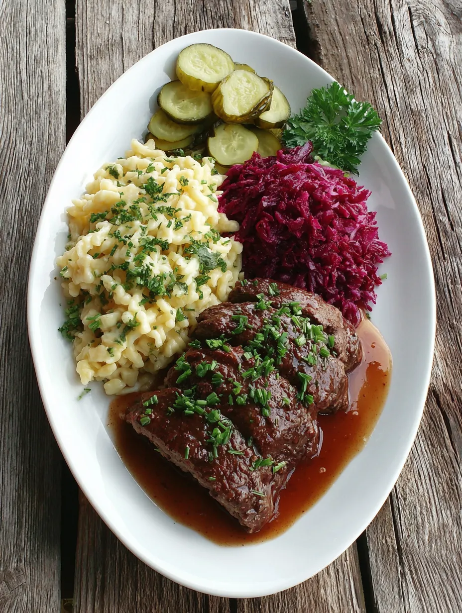 Ein weißer Teller mit gegrilltem Fleisch, Kartoffeln, Zwiebeln, Sauerkraut und Zwiebeln.