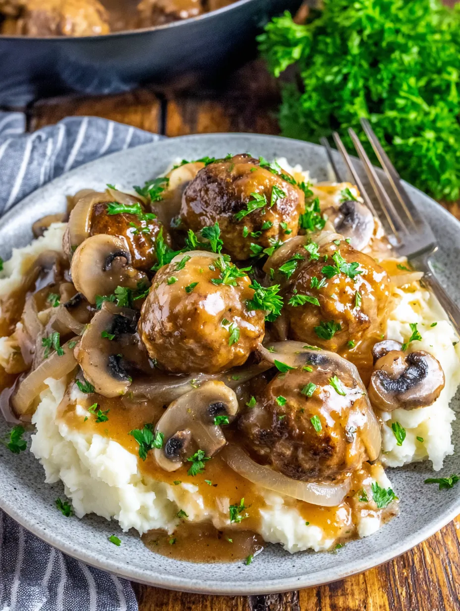 Ein Plate mit gegrillten Knödel und Mushrooms.
