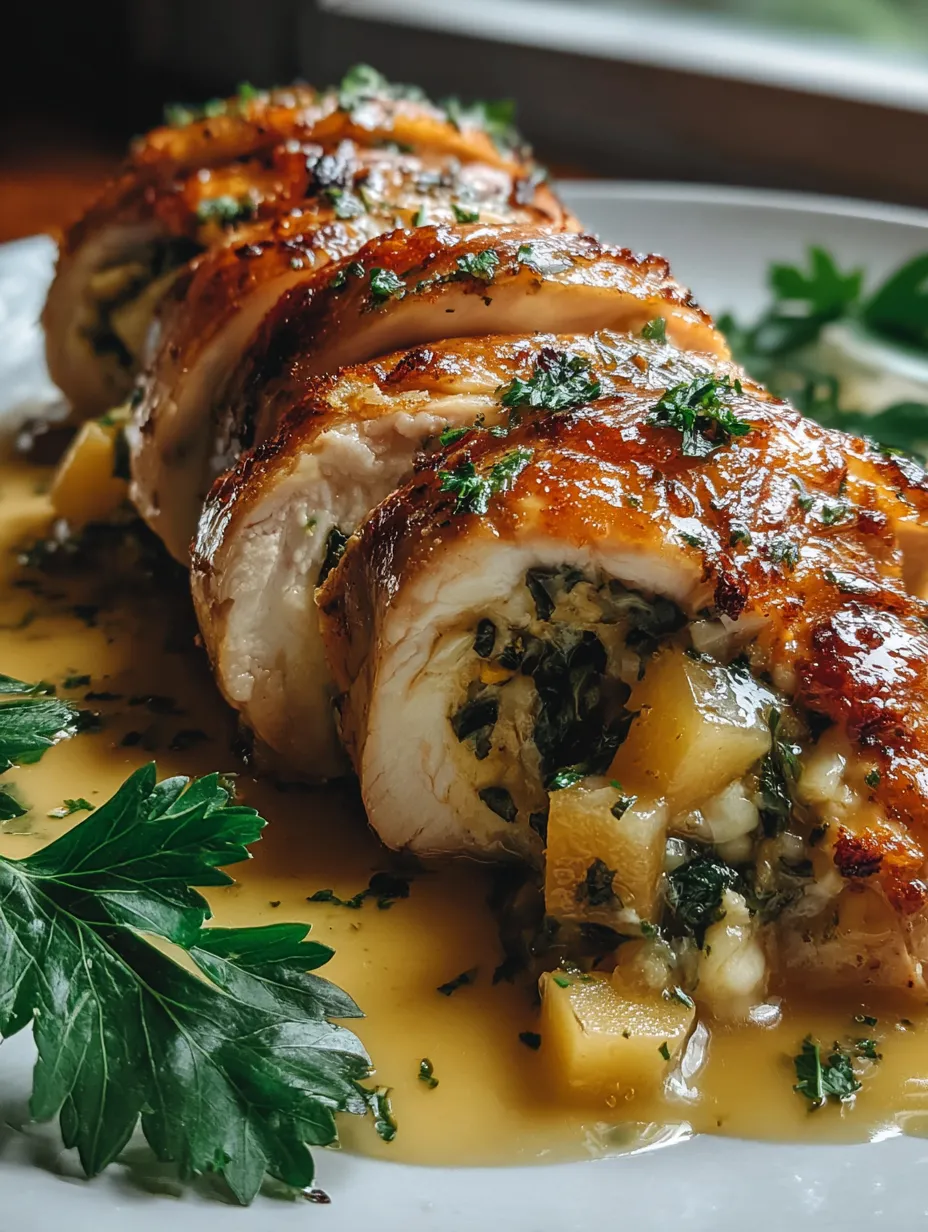 Ein Stück von Chicken mit Sauce auf einem Teller.