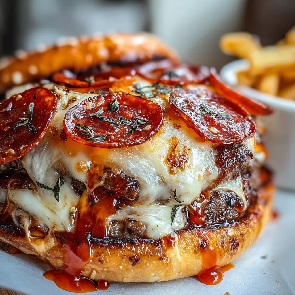 Ein großes Hamburger-Burger mit viel Zwiebel und Tomaten auf einem Baguette.