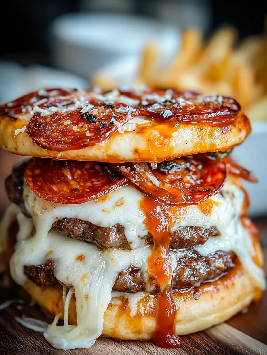 Eine große Pizza mit viel Sauce und Käse auf einem Teller.