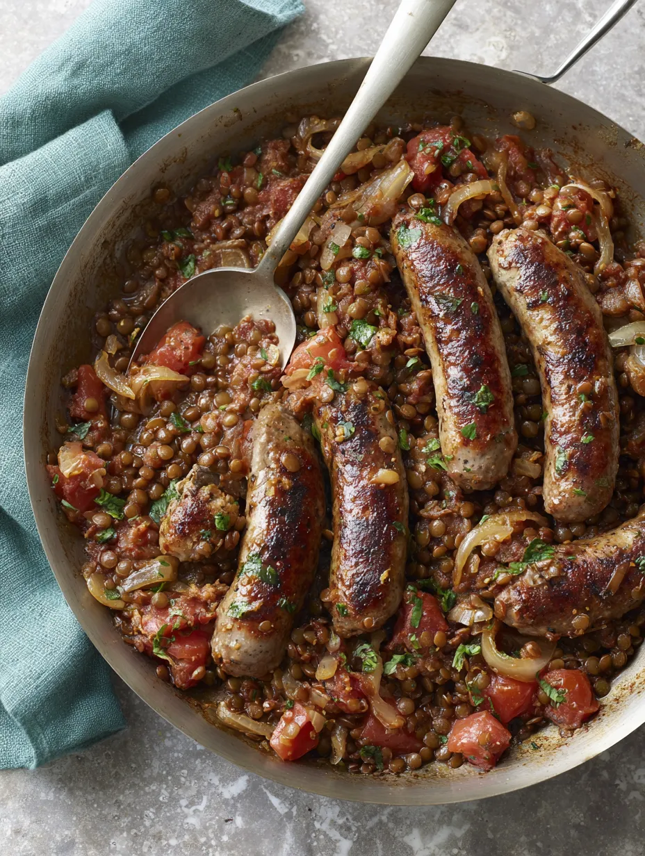 Ein Schmelztopf mit saurem Gemüse und gegrillten Wurstchen.