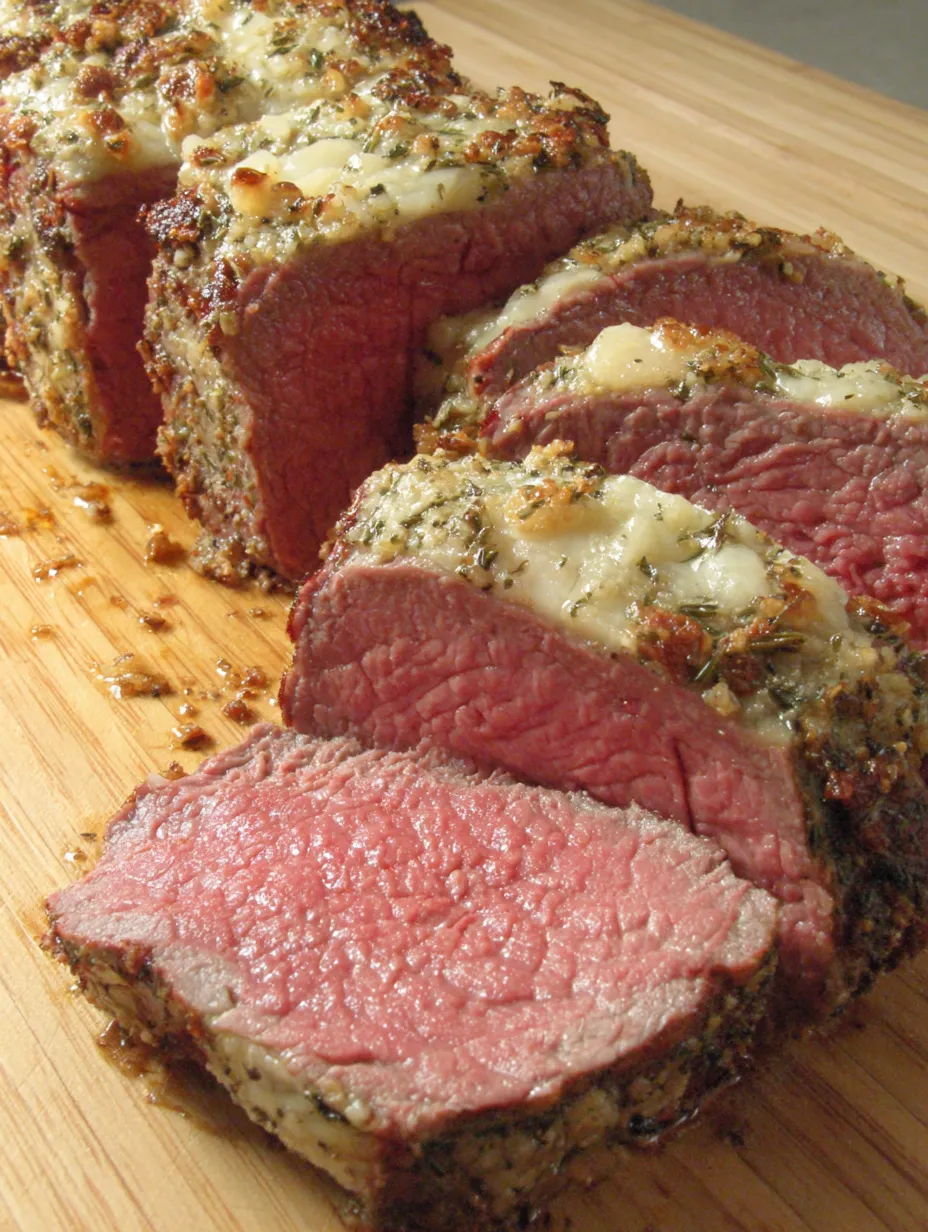 Eine rote Wurst mit ger&ouml;steten Zwiebeln und K&auml;se auf einem Tisch.