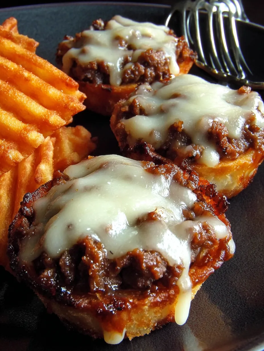 Eine Platte mit drei kleinen, mit Käse bedeckten Fleischrollen.