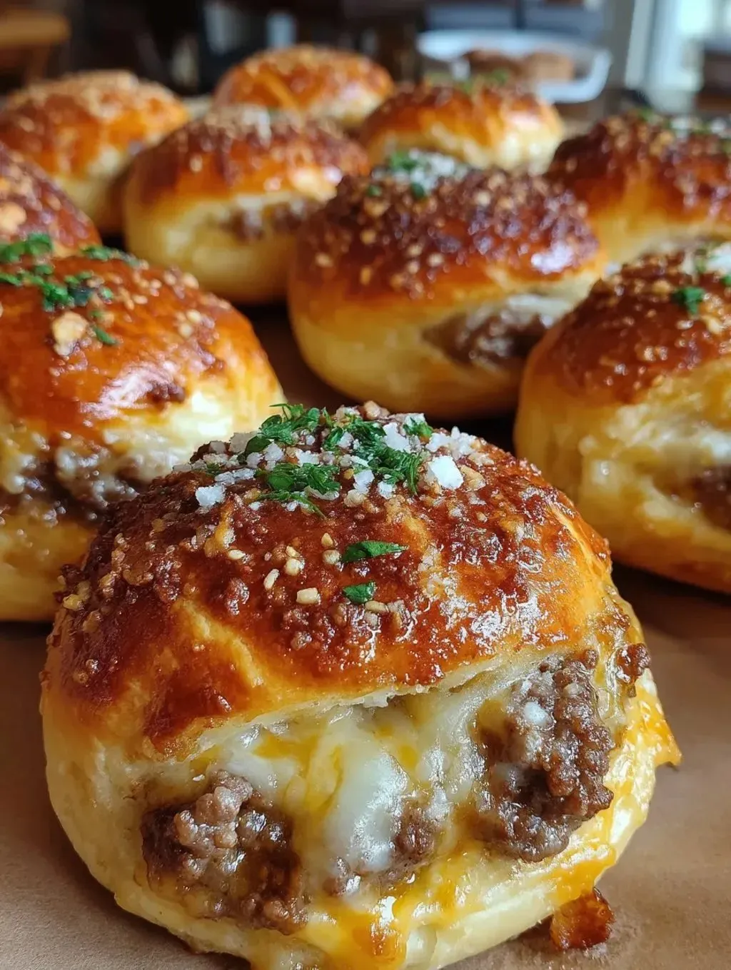 Ein Bild von einer Sch&uuml;ssel mit verschiedenen gegrillten W&uuml;rstchen, die in einer Brotform liegen.