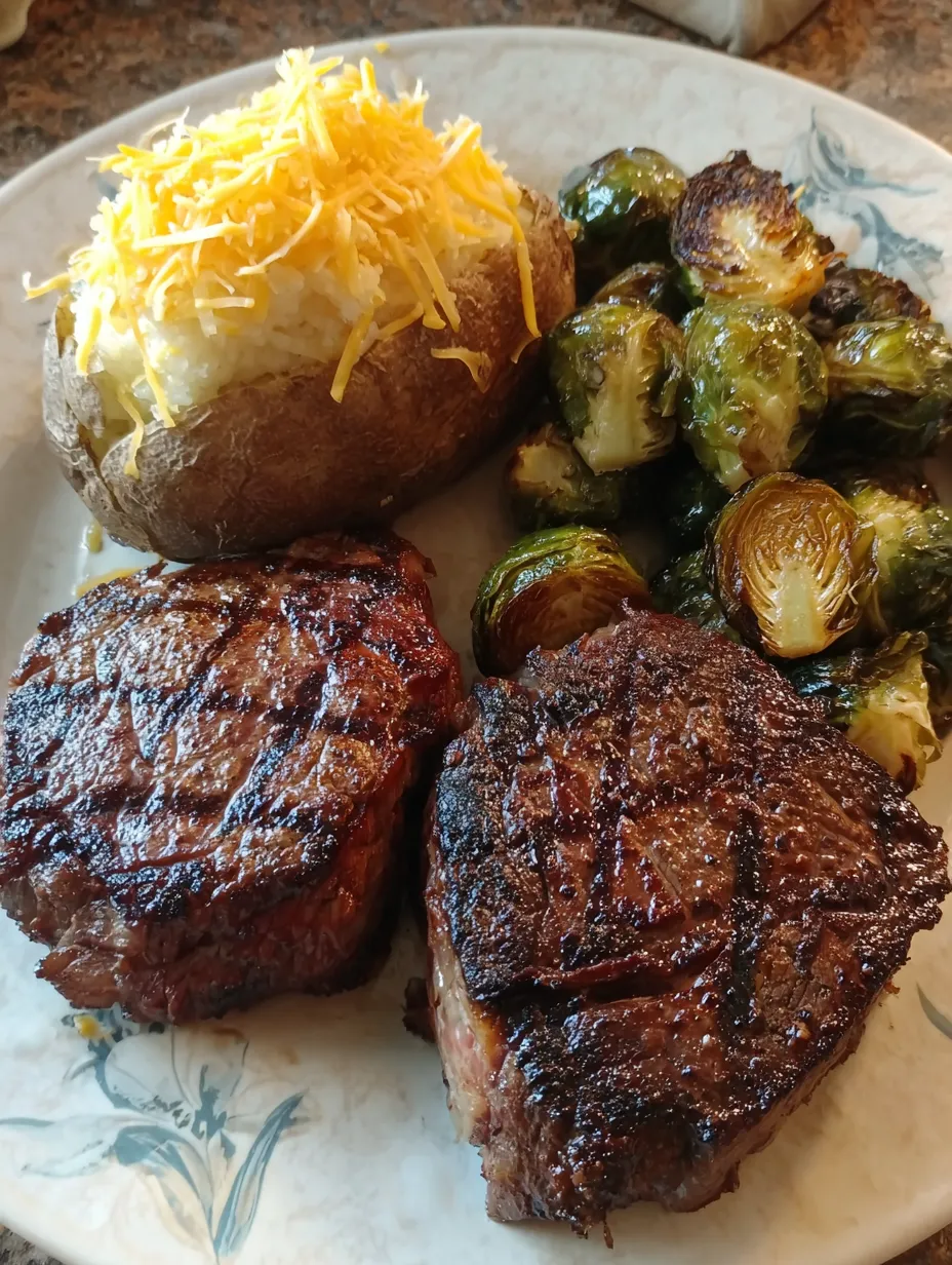 Eine Platte mit Steak, Bratkartoffeln und Brokkoli.