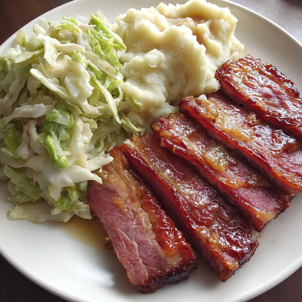 Ein weißer Teller mit Salat, Kartoffeln und Steak.