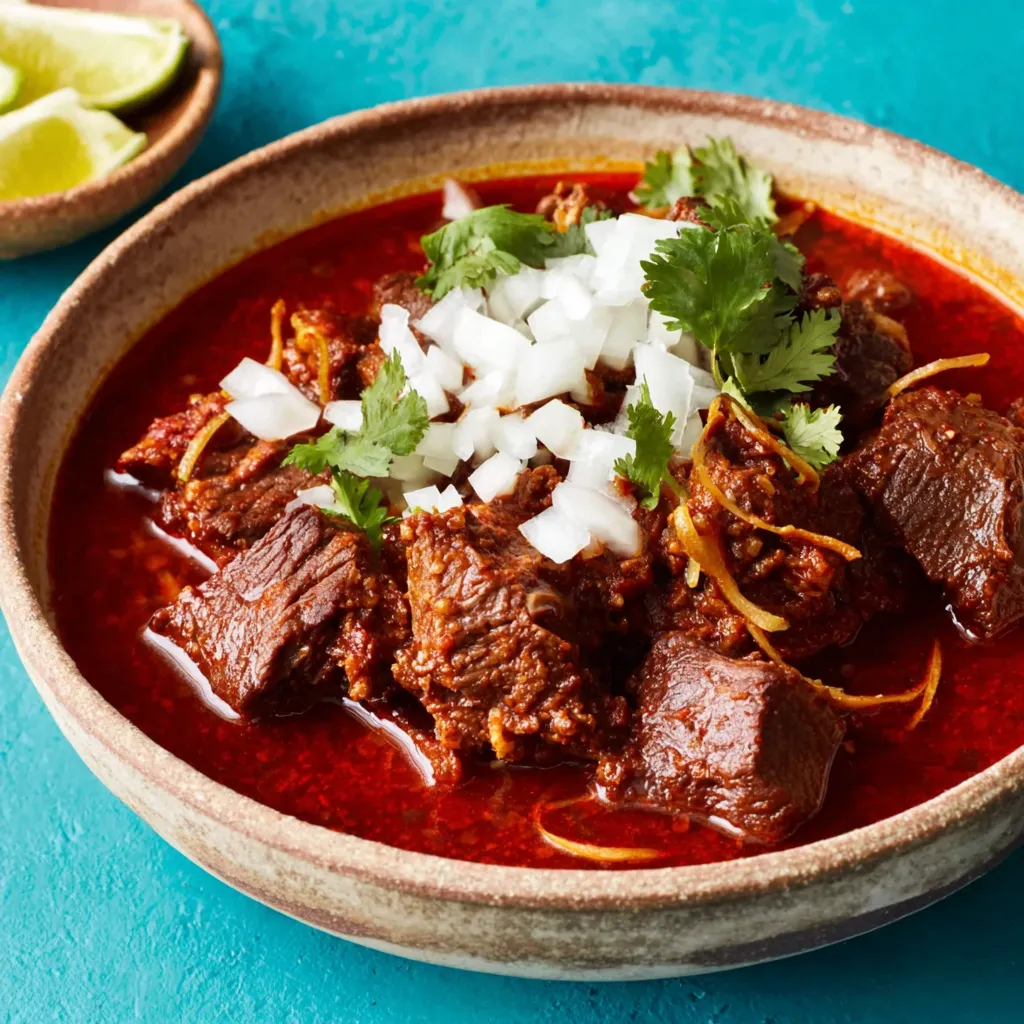Ein Schüssel mit einer Mischung aus Fleisch, Tomaten, Paprika und Knoblauch.