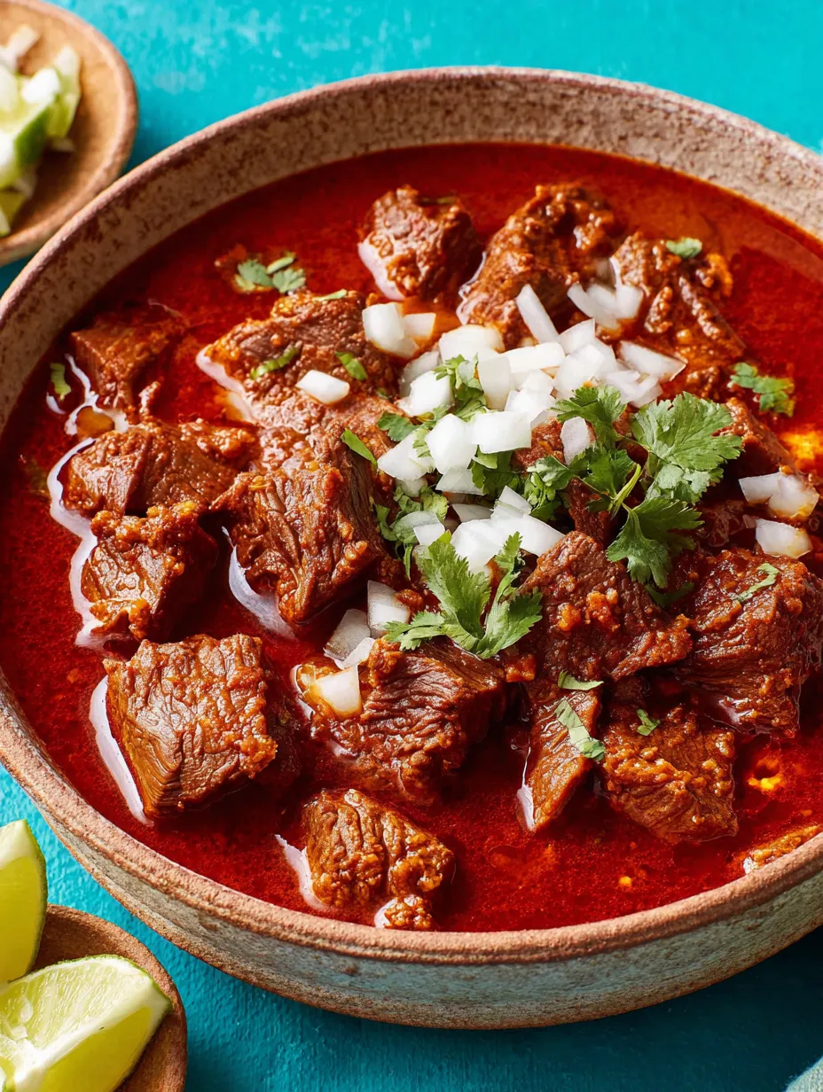 Ein Schmelztopf mit Rindfleisch und Koriander.