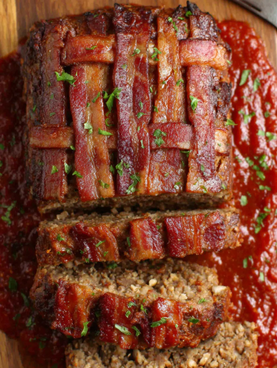 Eine Scheibe Bacon mit gr&uuml;nen Zwiebeln darauf.