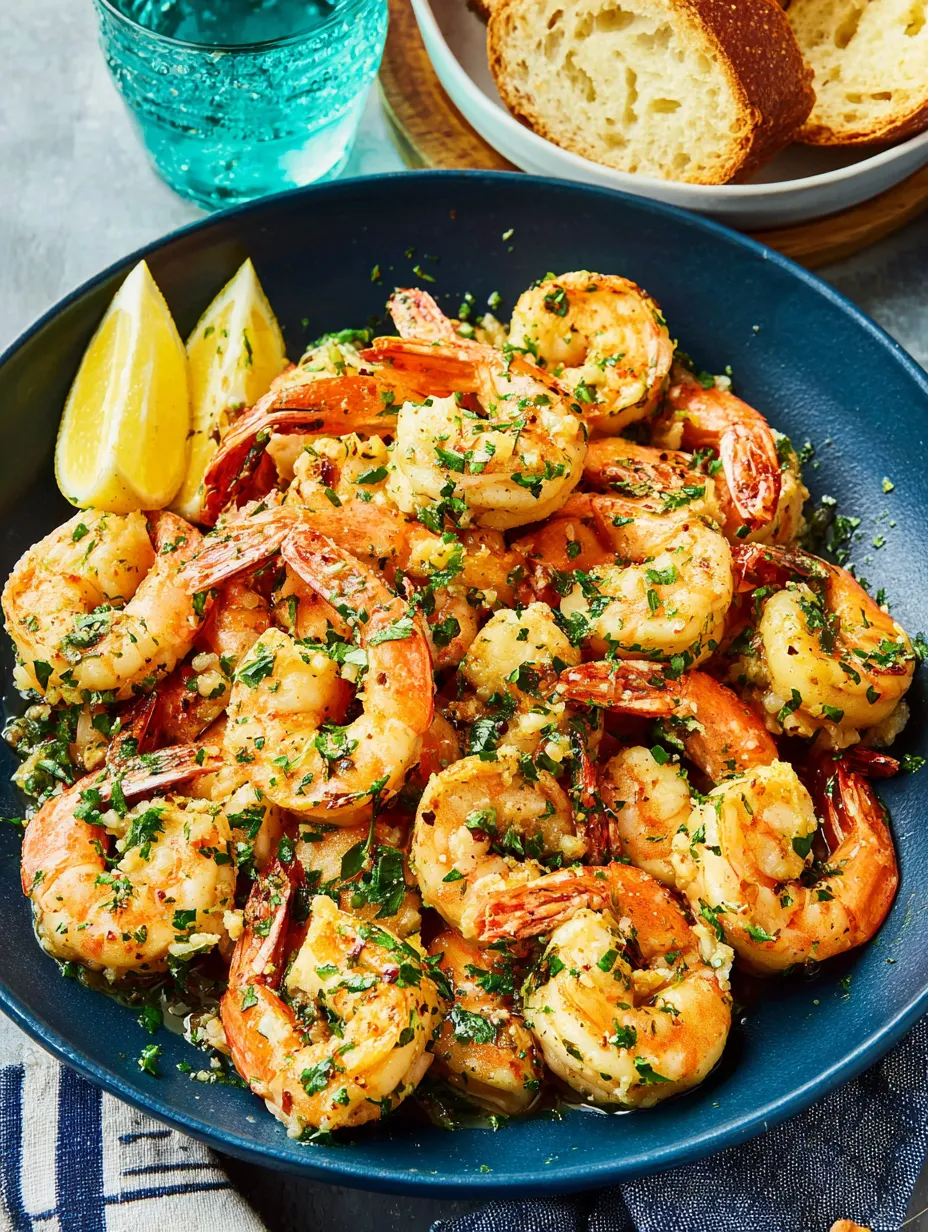 Ein Schmelztopf mit gegrillten Shrimp und Zwiebeln.