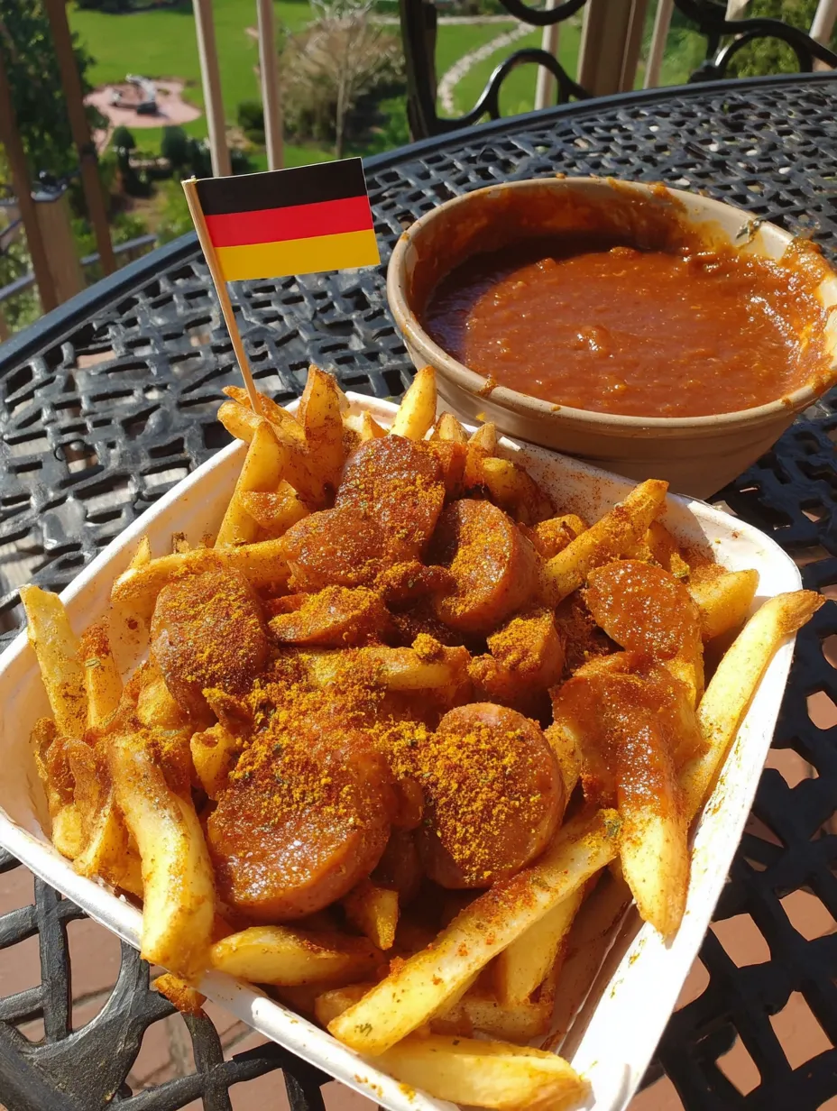 Ein Teller mit Fritten und Ketchup auf einem Tisch.
