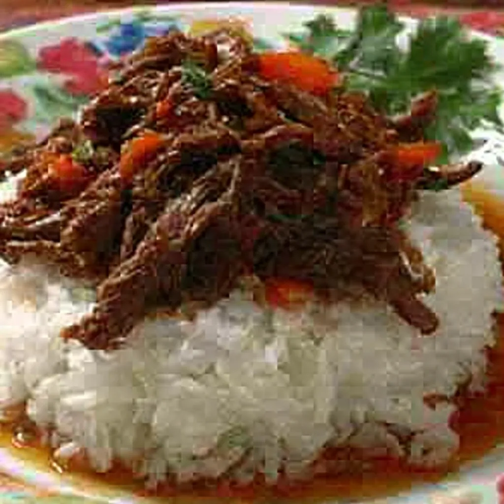 Ein Plate mit Rice und Beef.