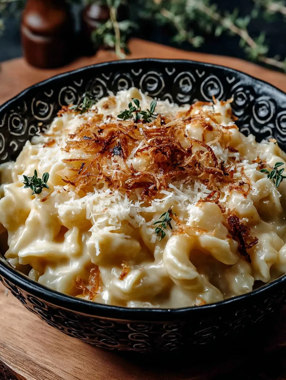 Ein schönes, leckeres Pasta-Gericht in einem schwarzen, glänzenden Teller.