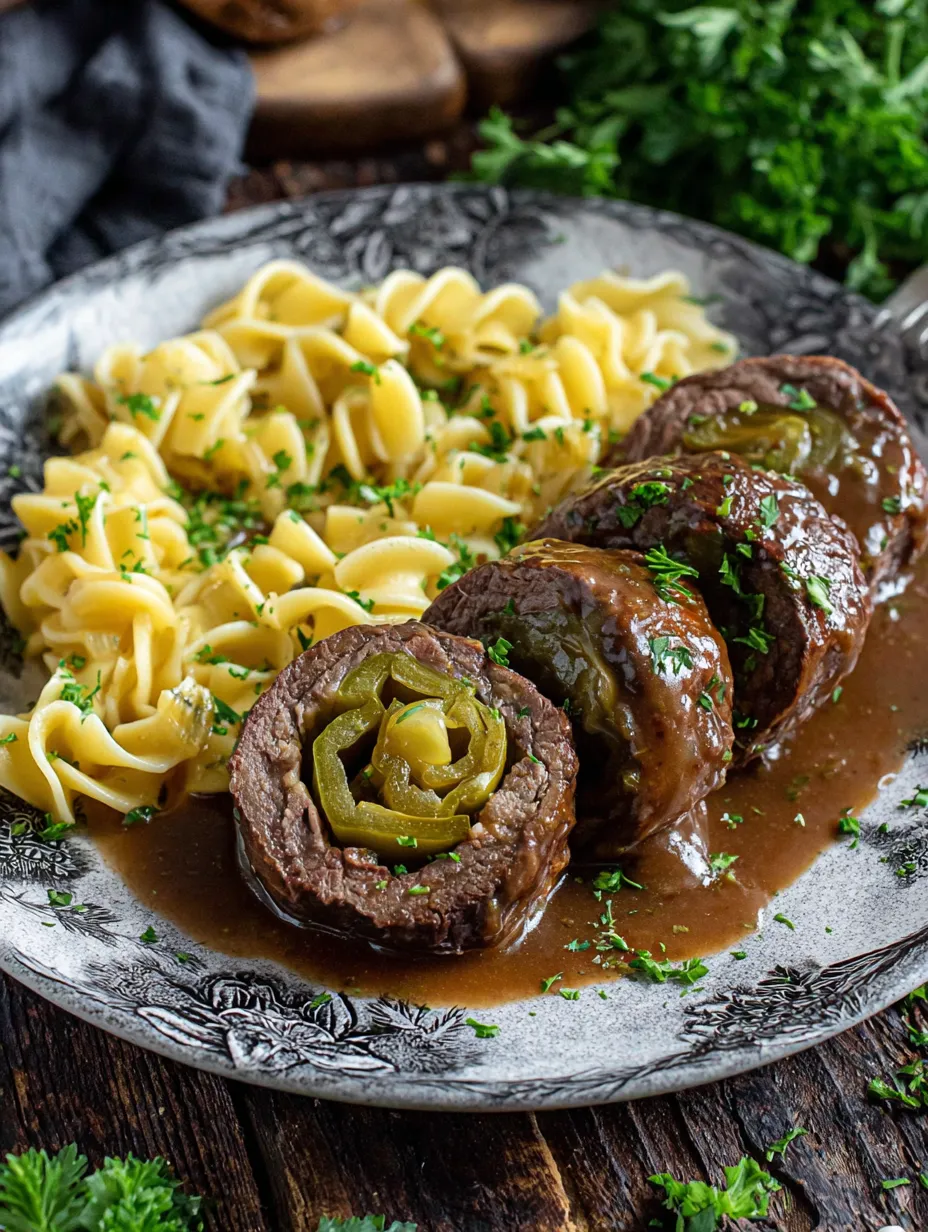 Ein Plate mit Pasta, Steak und Kartoffeln.