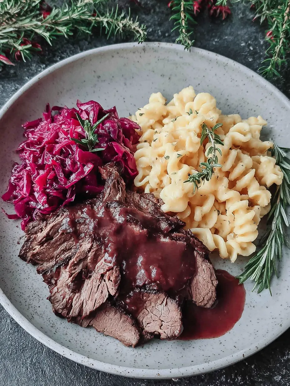 Ein Plate mit gegrilltem Steak, macaroni und salat.