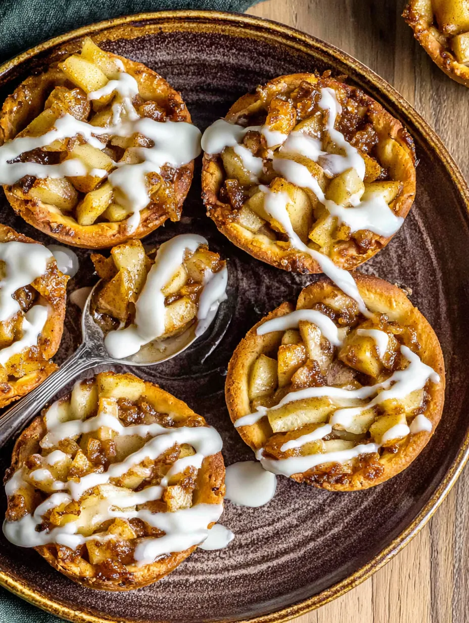 Eine Platte mit sechs Tarts, die mit Zucker und Sahne garniert sind.