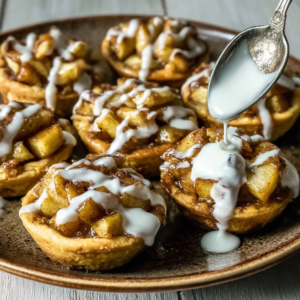 Eine Platte mit Tarts, die mit Zucker und Sahne garniert sind.