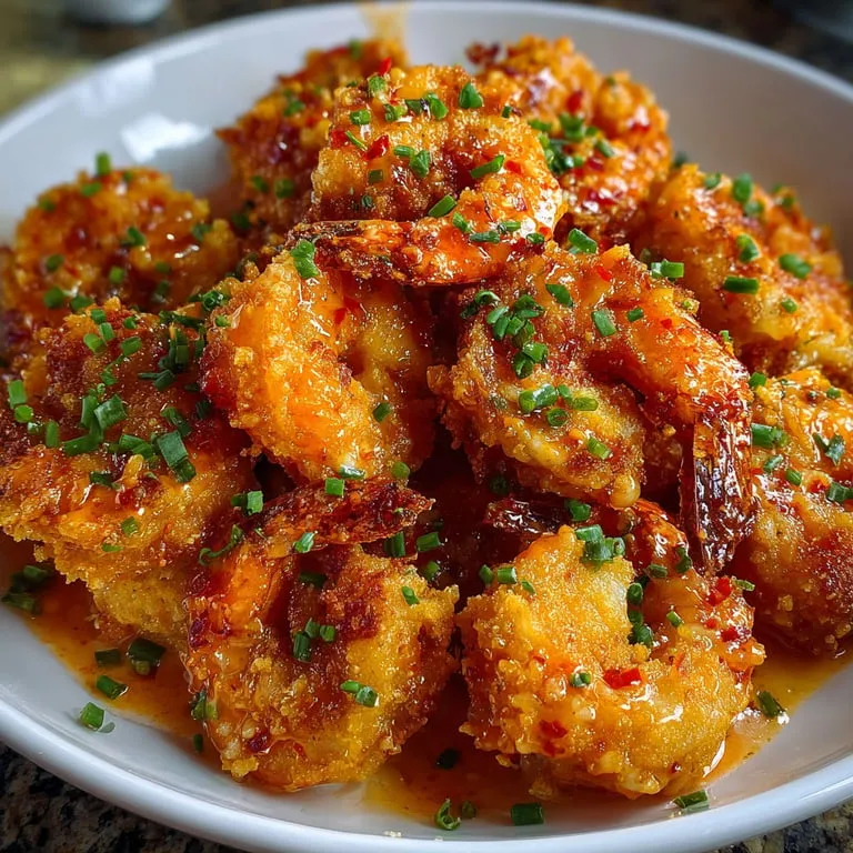 Ein weißer Teller mit einer Mischung aus Garnelen, Zwiebeln und Zitrusfrüchten.