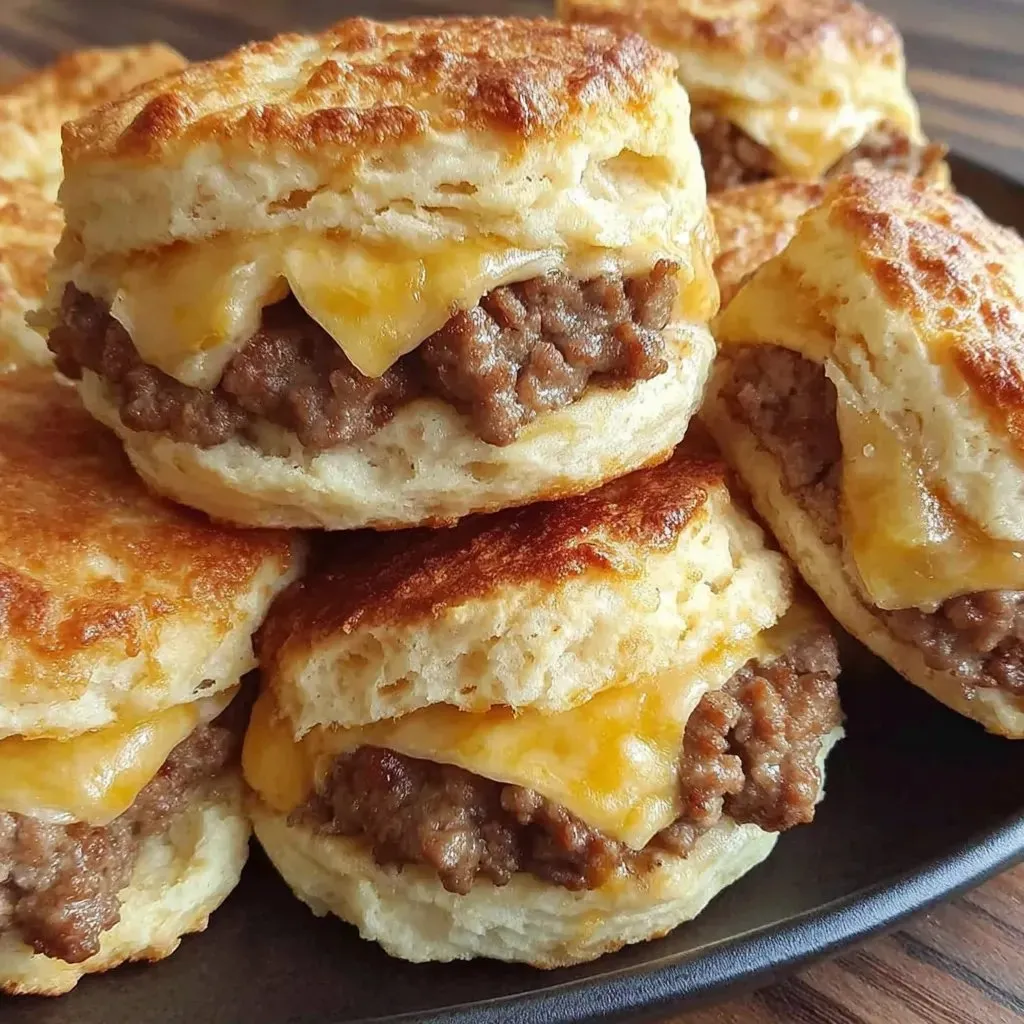 Eine Platte mit Sandwiches, die aus Käse, Fleisch und Croissants bestehen.