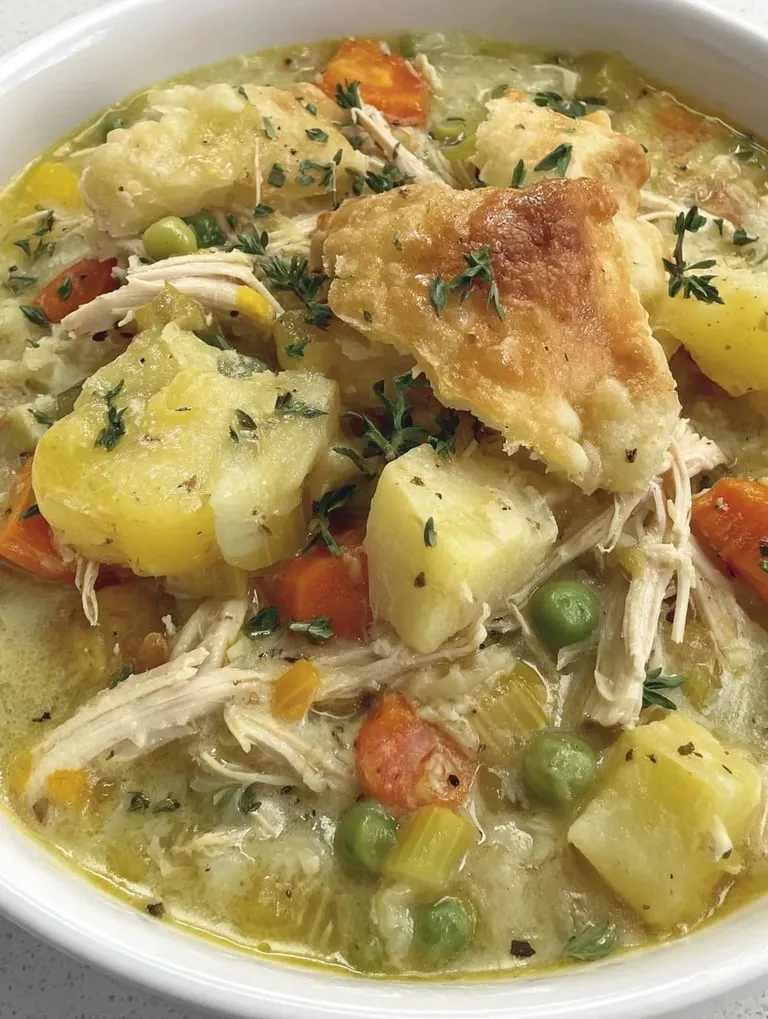 Ein Bild von einer Suppe mit Kartoffeln, Karotten, Koriander und Käse.