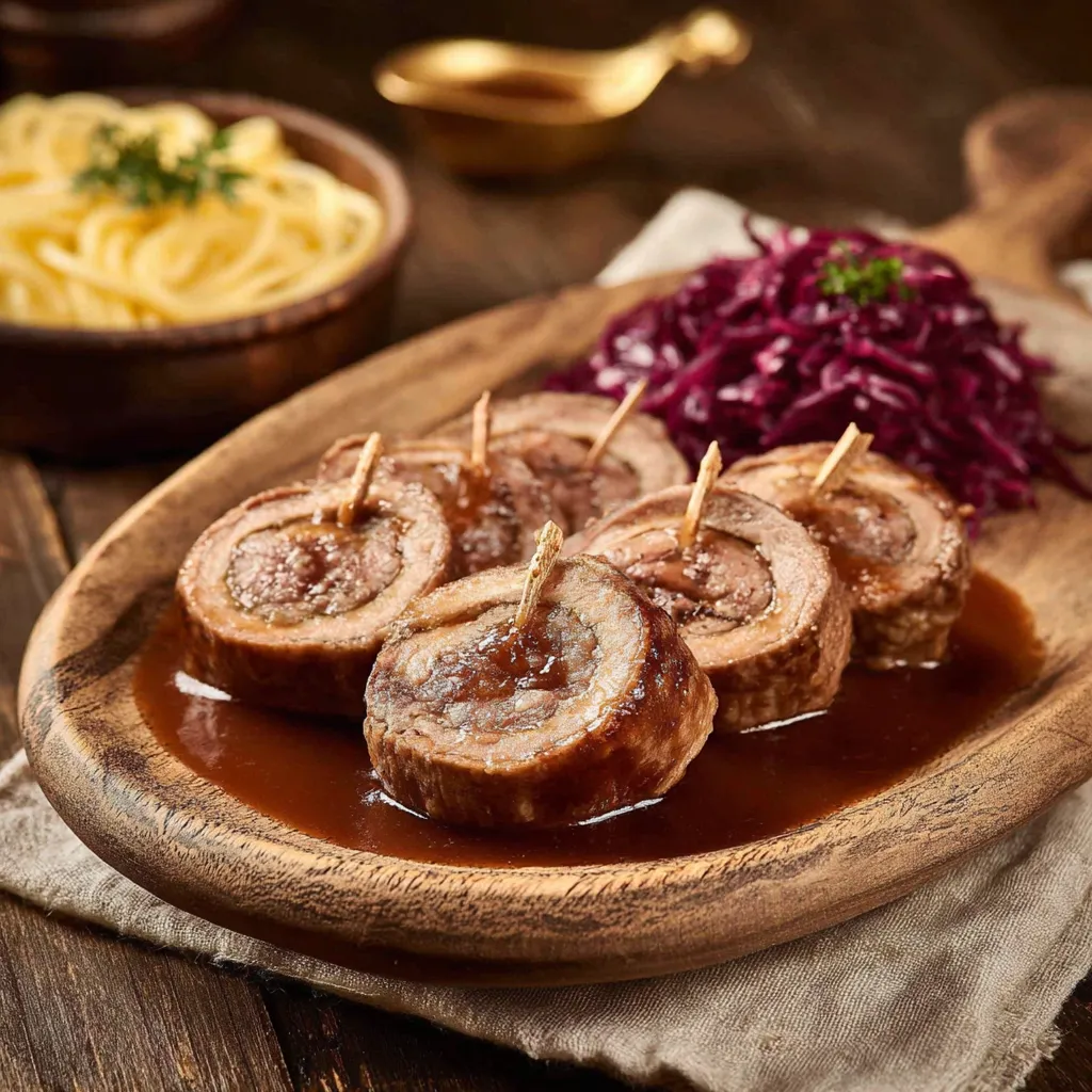 Ein Brett mit gegrillten Würstchen und Sauce auf einer Tischplatte.