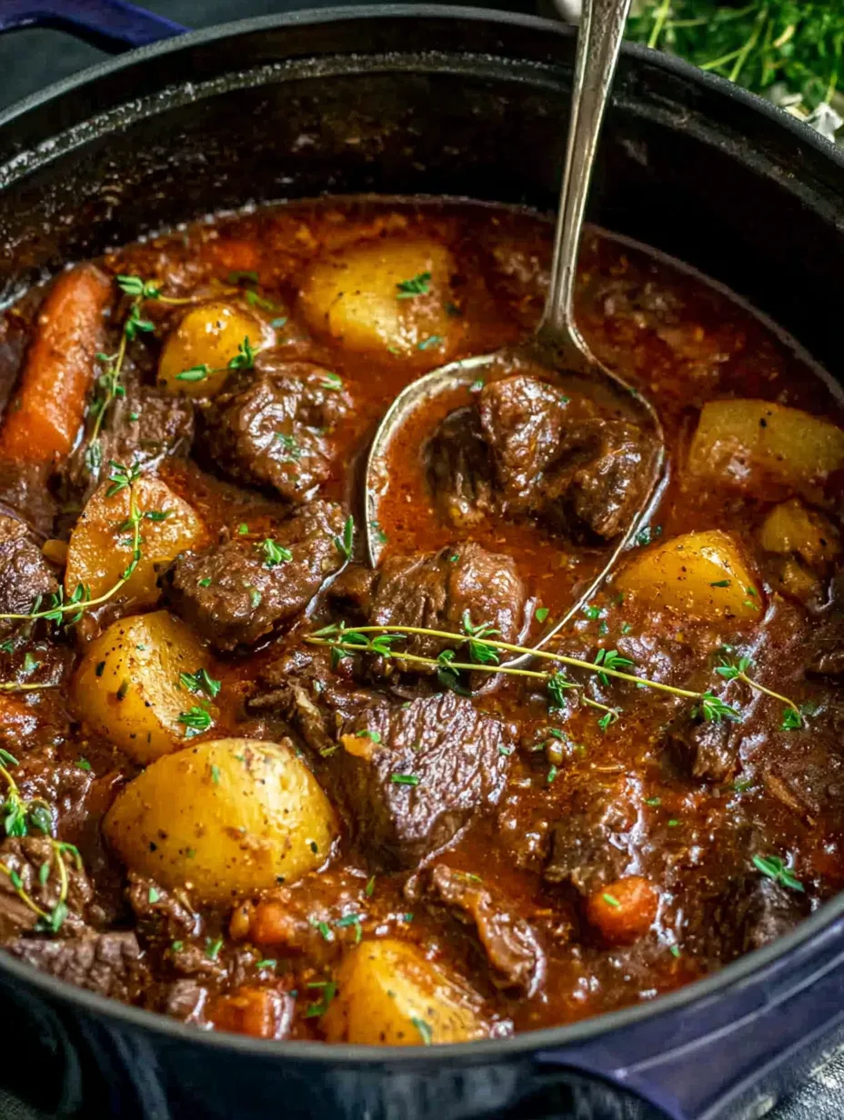 Ein Topf mit Fleisch, Gem&uuml;se und Gew&uuml;rzen.